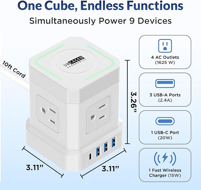 Uncaged Ergonomics Wireless Cube Charger & Power Strip - Image 2