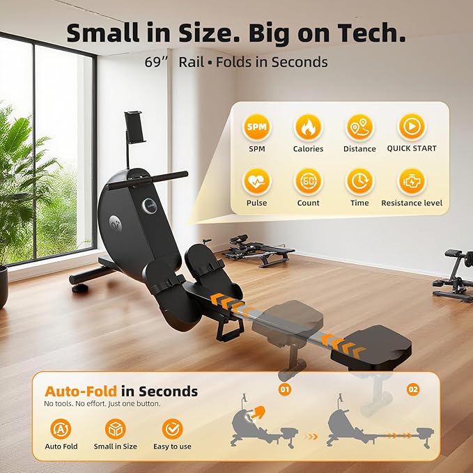 Rowing Machine for Home, Foldable Magnetic Rower - Image 5
