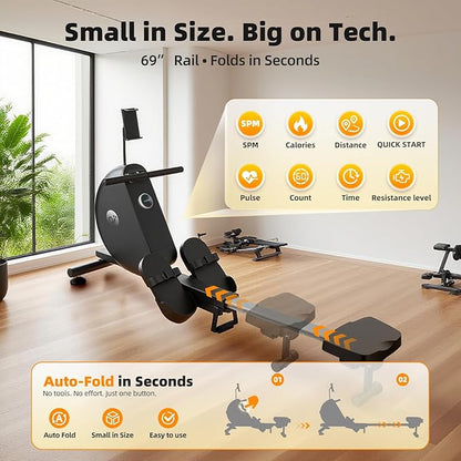 Rowing Machine for Home, Foldable Magnetic Rower - Image 5