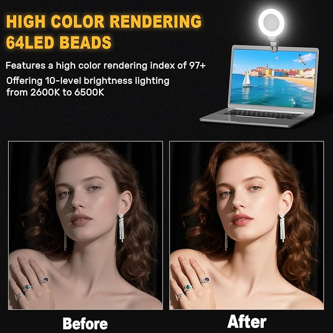 Anautin Ring Light for Video Conference Lighting, 360°Adjustable, Portable LED - Image 4
