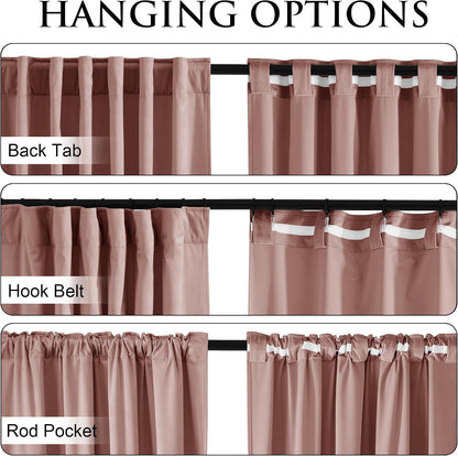 Pink Girls Bedroom Velvet Curtains 90 Inch Length 2 Panels | Romantic Blush Pink Drapes for Salon, Light Dimming Privacy Window Panels, Back Tab & Hook Belt, W52 x L90