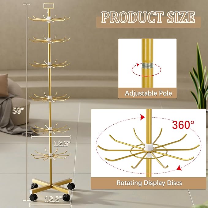 Exttlliy Retail Display Stand Store Display Rack 6 Tier Metal Spinning Display - Image 3
