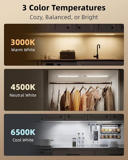 EZVALO 3 Pack Under Cabinet Lighting, 4000mAh Rechargeable Motion Sensor Light - Image 7