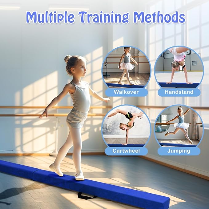 Giantex 7FT/8FT/9FT Balance Beam, Folding Gymnastics Beam w/Carry Handles - Image 3