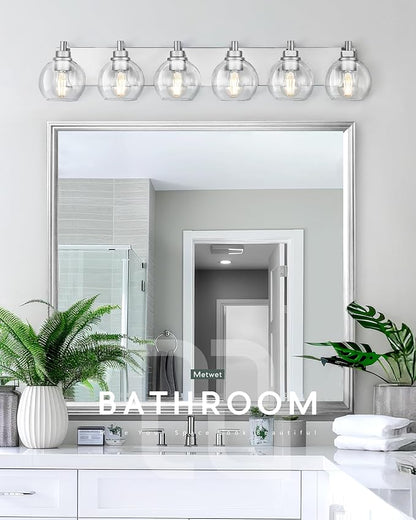 METWET Bathroom Light Fixtures, 6 Light Brushed Nickel Vanity Light, 38 Inch - Image 4