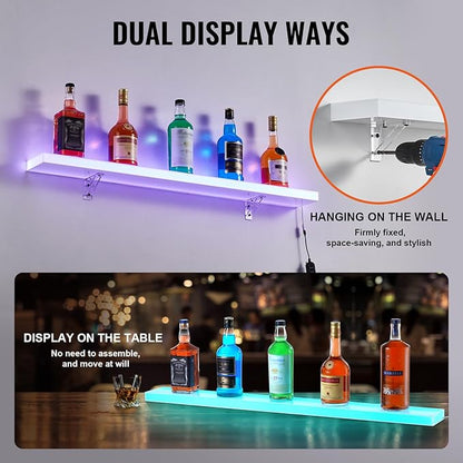 VEVOR LED Lighted Liquor Bottle Display, 1 Tier 40 Inch Wall Mounted Whiskey - Image 7