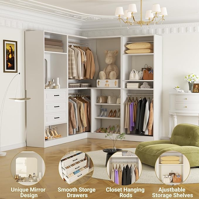 Unikito Closet System with Drawers，86” Modular Corner Closet Organizer System - Image 6