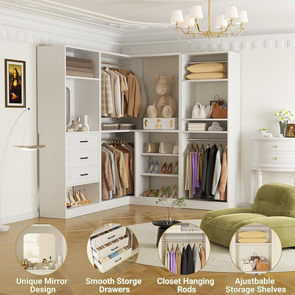 Unikito Closet System with Drawers，86” Modular Corner Closet Organizer System - Image 6