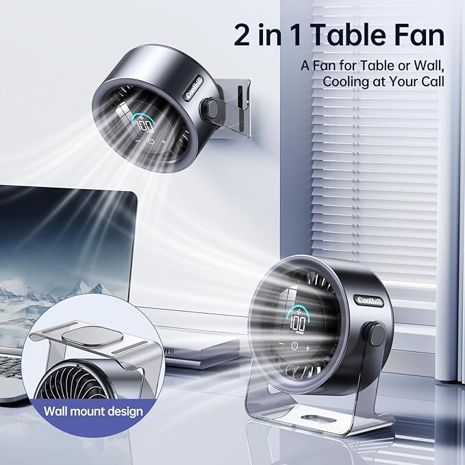 Coolhill USB Desk Fan for Bedroom: 100 Speeds Digital Display Quiet Table Fan - Image 3