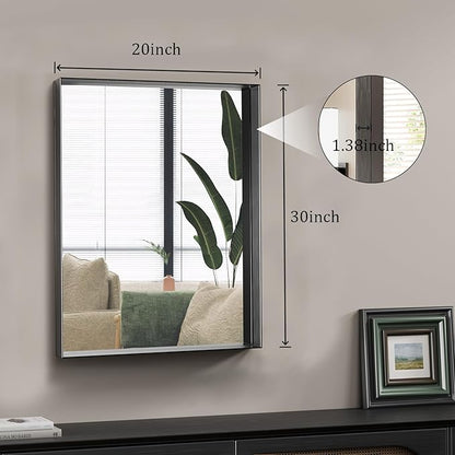 Koonmi 20x30 Inch Black Metal Framed Bathroom Mirror - Image 8