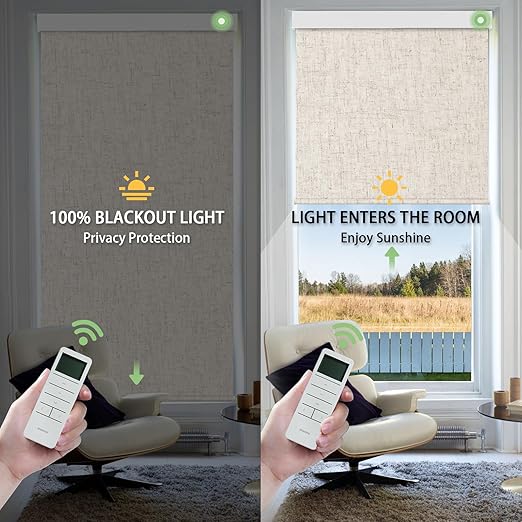 Motorized Blinds with Remote Control, 100% Blackout Cordless Wireless Electric - Image 2