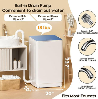 Auertech Portable Washer and Dryer Combo Set, 18 lbs Fully Automatic Washing - Image 8