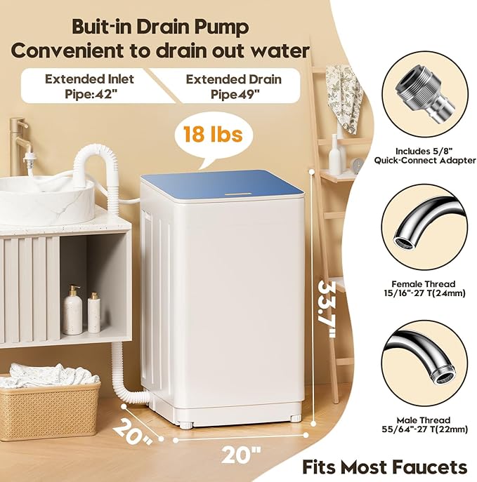 Auertech Portable Washer and Dryer Combo Set, 18 lbs Fully Automatic Washing - Image 3