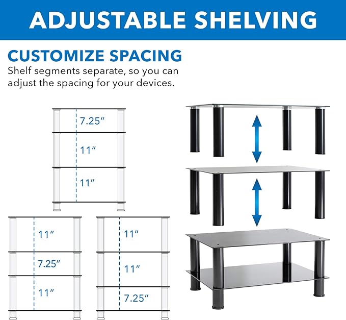 Mount-It! Tempered Glass AV Component Media Stand, Audio Tower and Media Center - Image 7