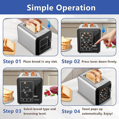 Touch Screen Toaster 2 Slice, Smart Digital Toasters, 6 Browning Levels & 6 - Image 6