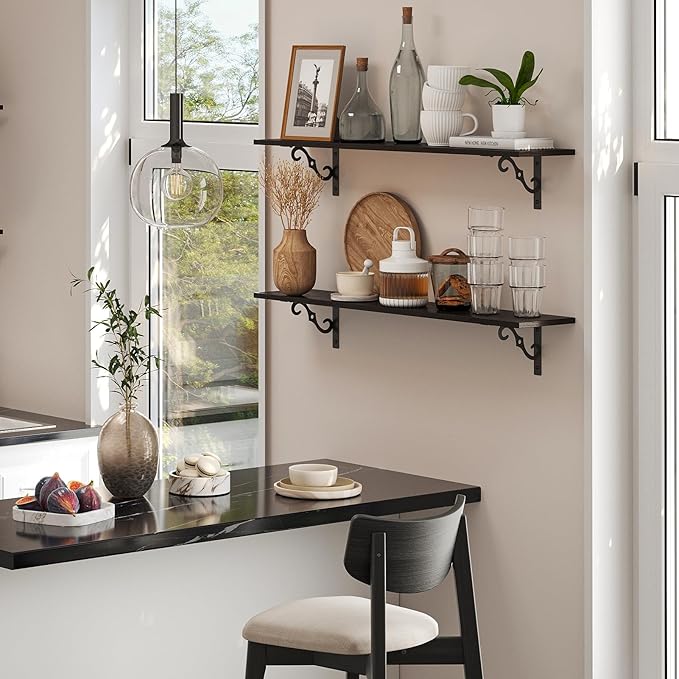 DINZI LVJ Long Wall Shelves, 23.6" Large Floating Shelves Set of 2, Farmhouse - Image 2
