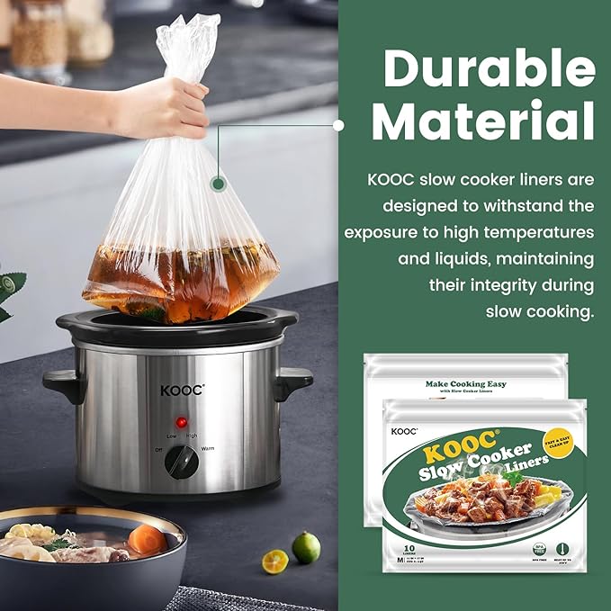 KOOC Slow Cooker Liners 11"x17" 30 count Middle Size Disposable Pot Liners - Image 7