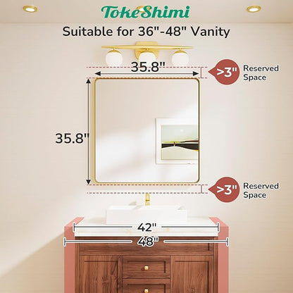 TokeShimi 36x36 Brushed Nickel Bathroom Mirror, Bathroom Vanity Mirror Square - Image 2