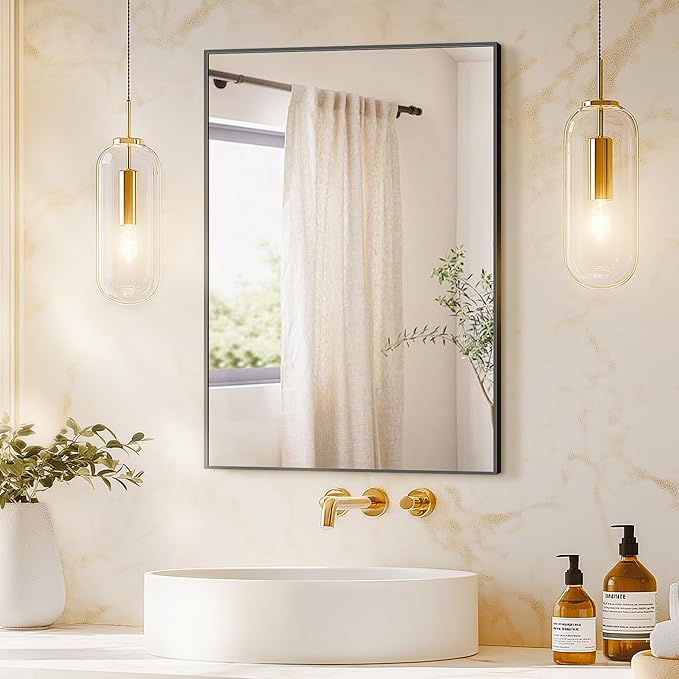 Bathroom Vanity Mirror for Wall, HD Shatterproof Glass, Hangs Horizontally or - Image 2