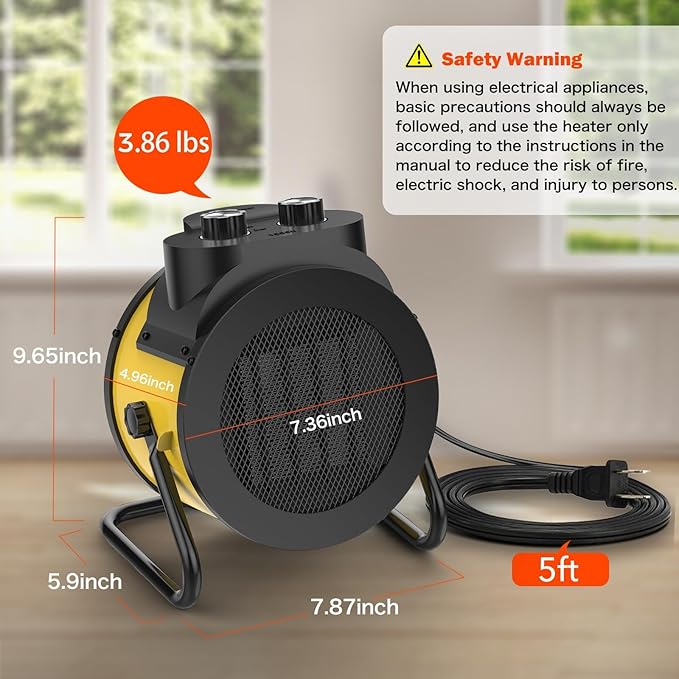 Space Heaters for Indoor Use, 1500W PTC Electric Heater - Image 4