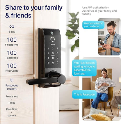 Smart Lock Doorbell Fingerprint Smart Door Lock Deadbolt - Image 2