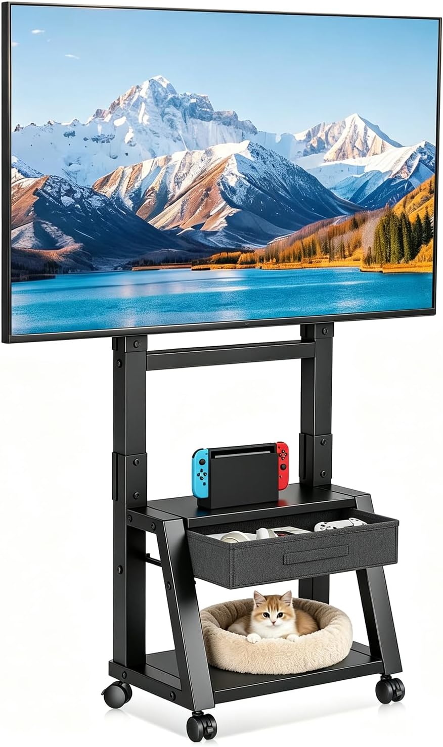Suptek Mobile TV Cart with Storage Drawer for 32-75 inch Flat/Curved TVs