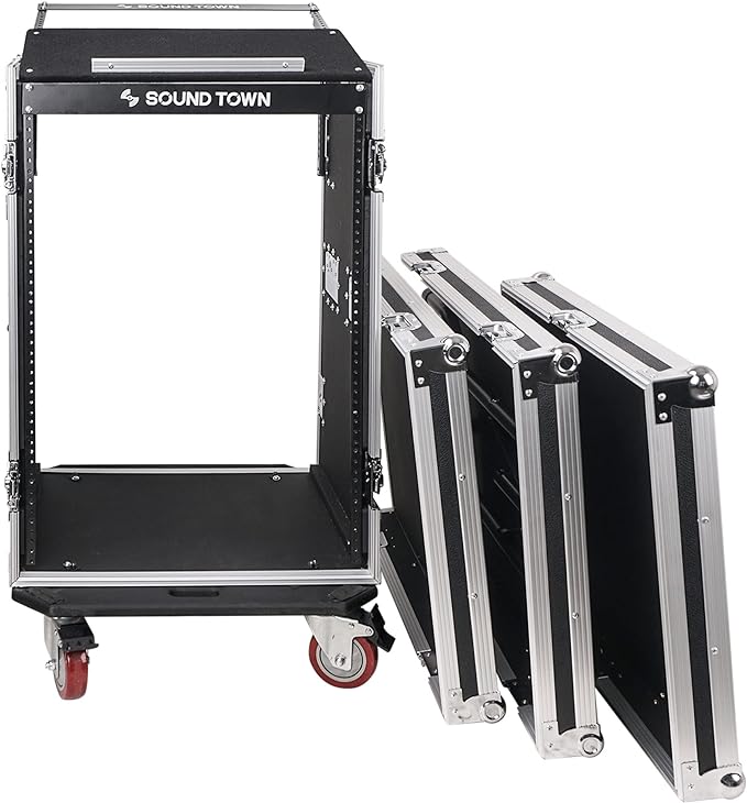 Sound Town Heavy-Duty 1/2" Plywood 16U PA/DJ Rack/Road Case - Image 2
