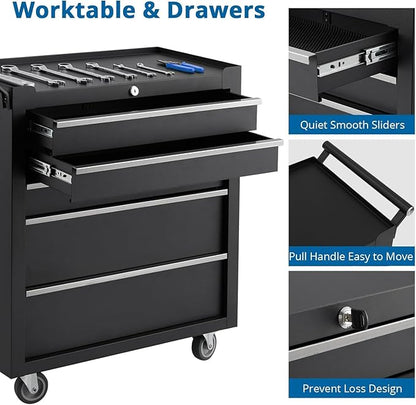 IDEALHOUSE Rolling Tool Chest, 5 Drawers Tool Storage Cabinet, Toolbox - Image 5