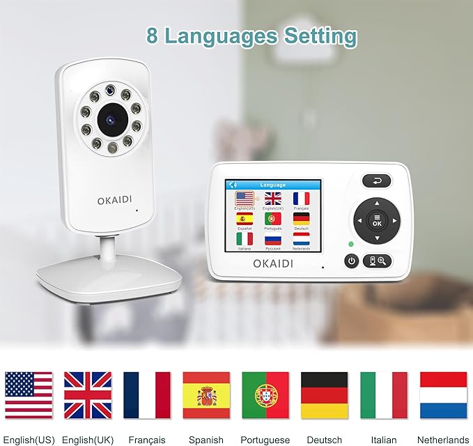 OKAIDI Video Baby Monitor with Camera and Audio, 2.4'' Portable Travel Baby - Image 3