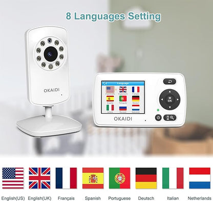OKAIDI Video Baby Monitor with Camera and Audio, 2.4'' Portable Travel Baby - Image 3