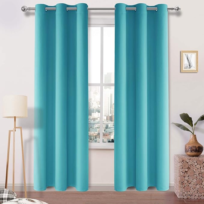 DWCN Turquoise Blackout Curtains, Room Darkening Thermal Drapes by DWCN