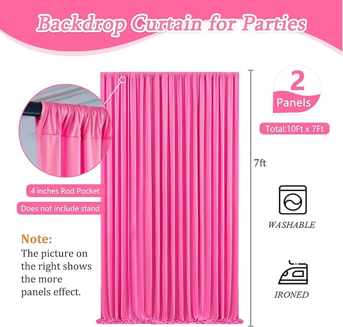 10 x 7 Feet Pink B Backdrop Curtain for Partie, Background Curtains for Photo...