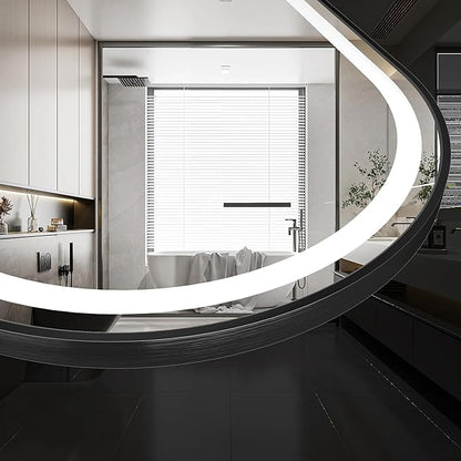 24x36 inch Black Tempered Glass LED Arched Mirror - Image 5