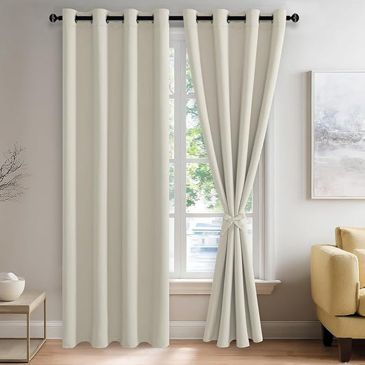 JIUZHEN Ivory Blackout Curtains by JIUZHEN