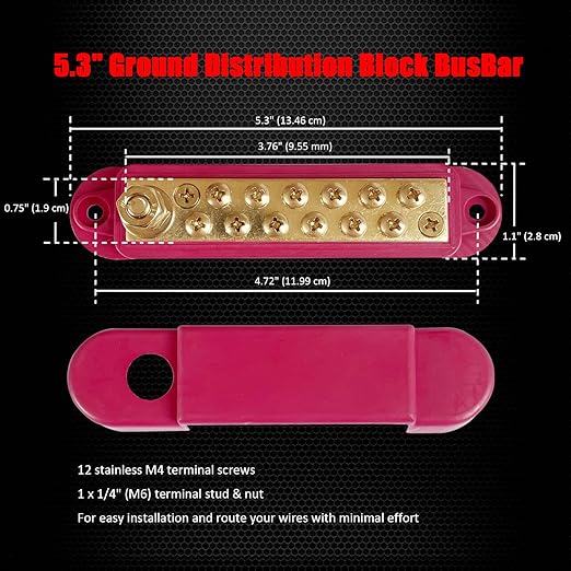 1/4" Stud Power Distribution Block Bus Bar - Image 3