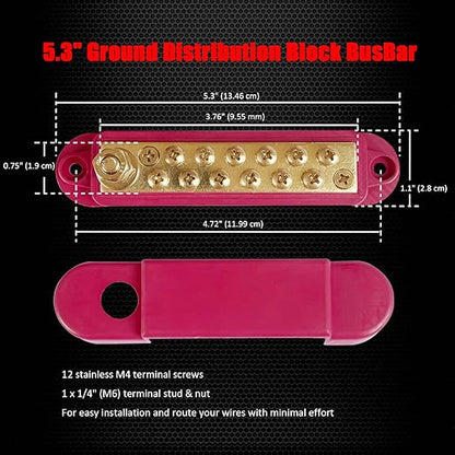 1/4" Stud Power Distribution Block Bus Bar - Image 3