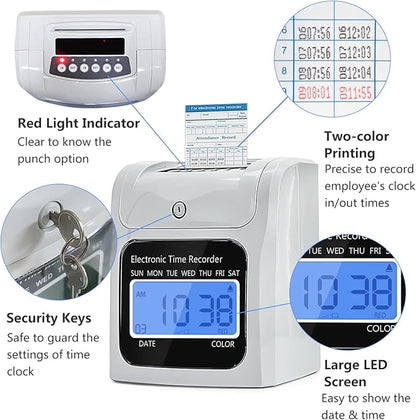 Employee Time Clocks for Small Business, Auto-Align Time Clock Punch Machine - Image 3