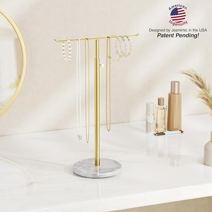 Josmimic Gold Necklace Holder Jewelry Organizer Stand – Adjustable Height T‑Bar - Image 7