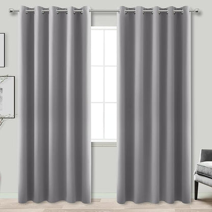KOUFALL Grey Blackout Curtains for Bedroom 72x84 Inches Long by KOUFALL