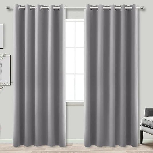 KOUFALL Grey Blackout Curtains for Bedroom 72x84 Inches Long by KOUFALL