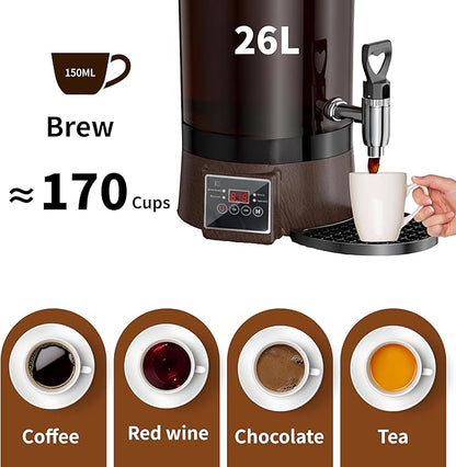 Coffee Urn Commercial Coffee Maker, 26 L 170 Cups, Transparent Electric - Image 6
