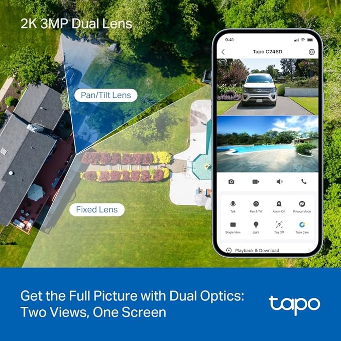 Tapo 2K Indoor/Outdoor Dual Lens Pan/Tilt Wired Security Camera - Image 2