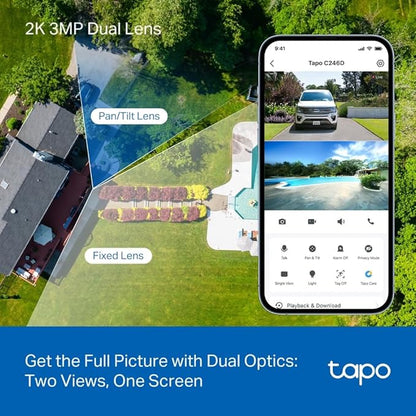 Tapo 2K Indoor/Outdoor Dual Lens Pan/Tilt Wired Security Camera - Image 2