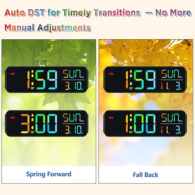 Peakeep Digital Alarm Clock for Bedrooms, Date Day of Week Large Display - Image 7