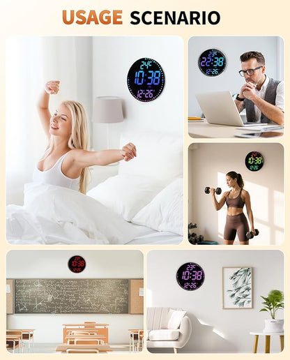 GLOKUUCA 12" Large Digital Wall Mount Clock, Count Down Timer, Big LED - Image 9