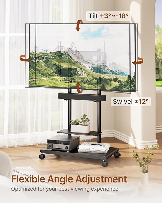 ECOTINY Steel Base Rolling TV Stand - Image 2