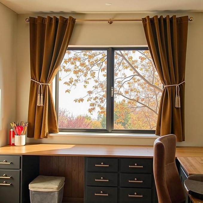 Lazzzy Velvet Blackout Curtains Thermal Insulated Room Window Drapes Super Soft - Image 5