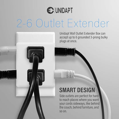 Unidapt Multi Plug Outlet Splitter, Side Splitter Box, Wall Tap Plug Expander - Image 2