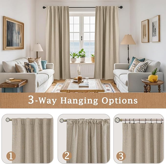 LAMIT Linen 100% Blackout Window Curtains - Image 9