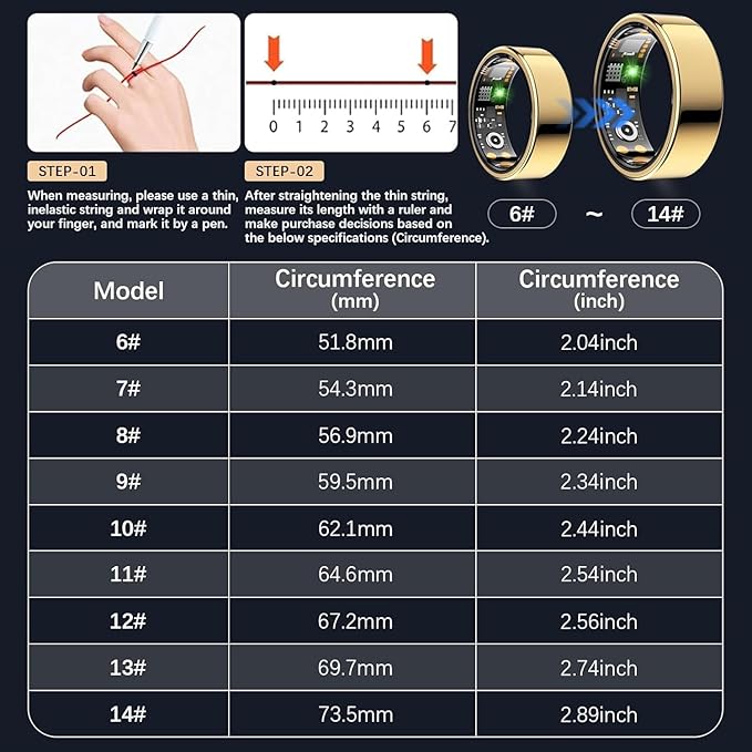 Smart Health Ring for Women Men, Fitness Tracker Ring - Image 2